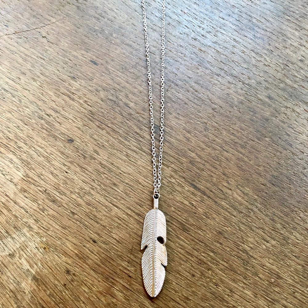LAST ONE Silver feather statement necklace NWT - Picture 2 of 4
